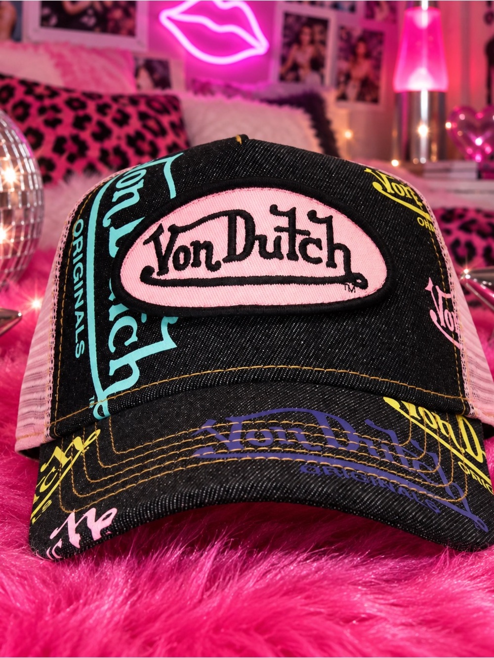 🔥LIMITED DROP Von Dutch Pink Logo Trucker Hat NWT
